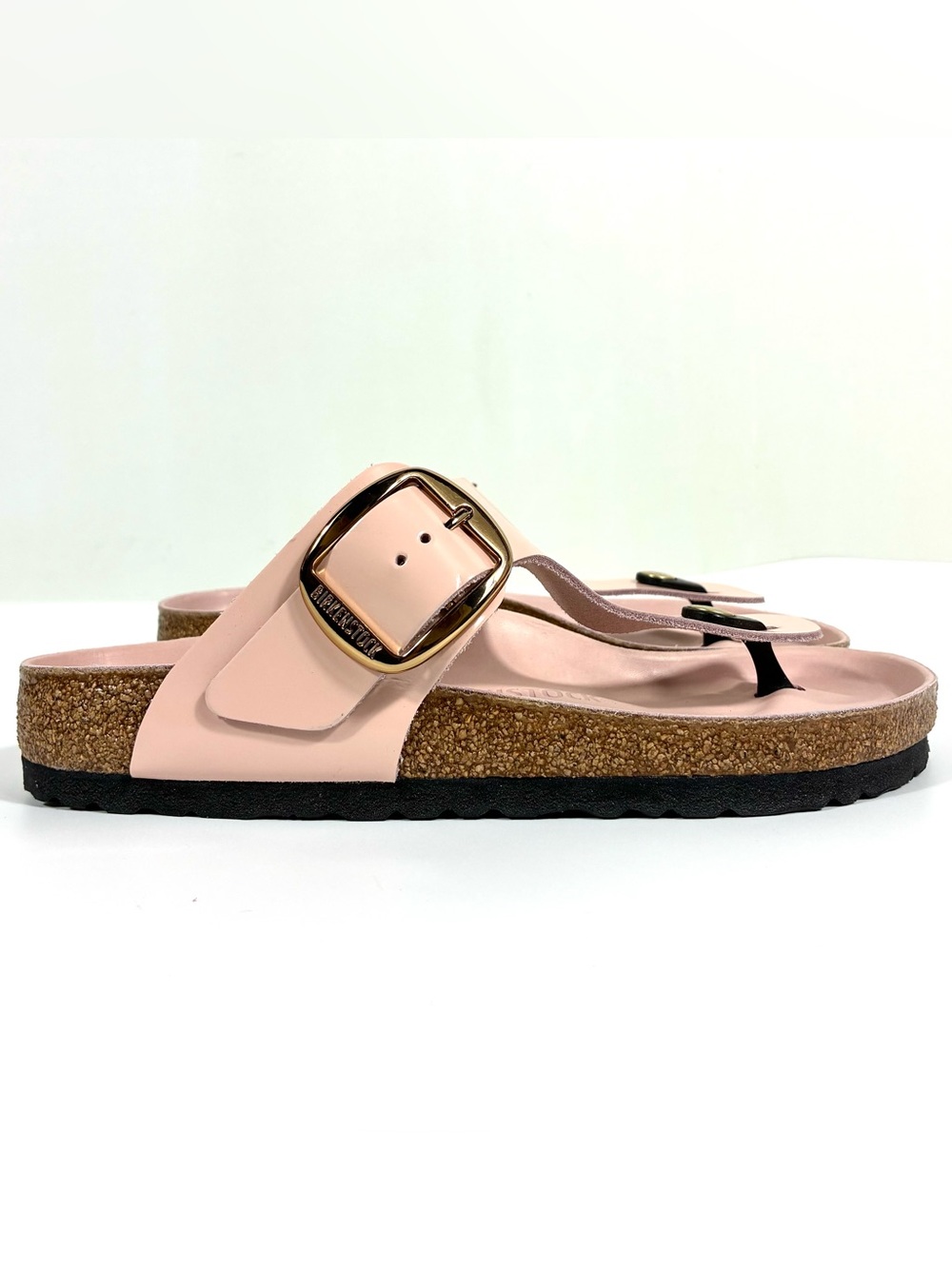 Birkenstock Gizeh Big Buckle Sandals Light Rose Leather High Shine 38 EUB 7 New - Picture 9 of 17